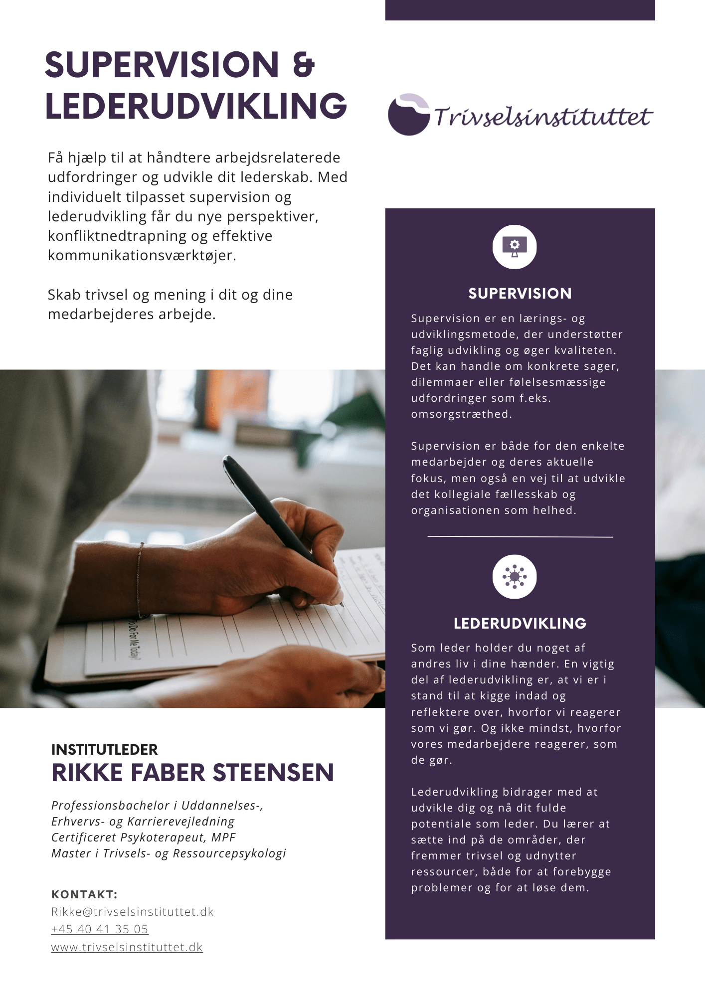 Supervision og lederudvikling flyer fra Trivselsinstituttet